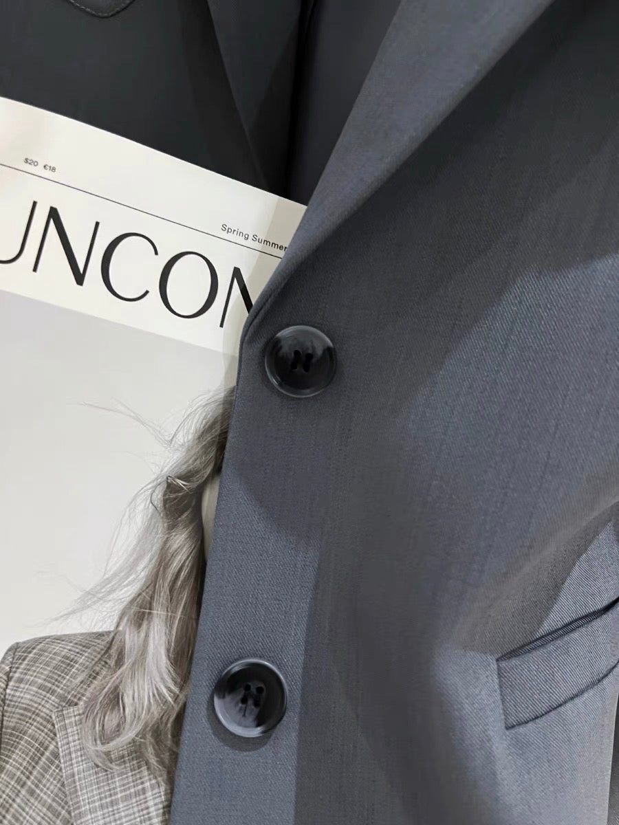 Gray simple autumn suit women's jacket 2023 new high-end sense of foreign style light luxury niche casual top suit
