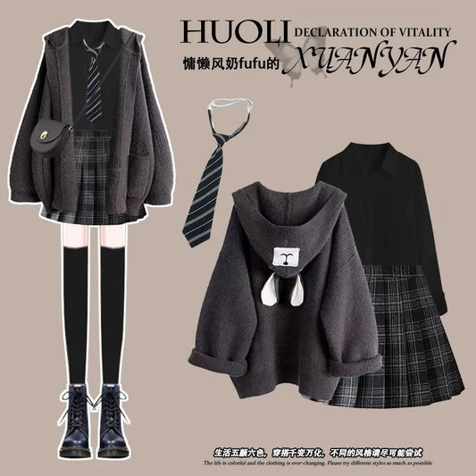 jk uniform suit college style dress spring women's 2024 new style breast wear pleated skirt for small people
