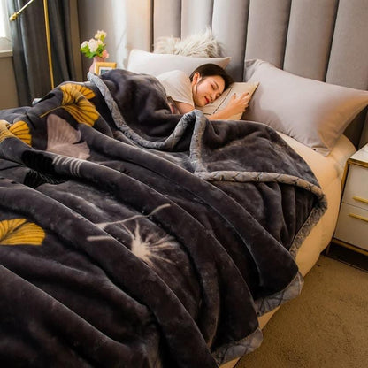 Winter Raschel blanket extra thick plus velvet bed cover blanket quilt wedding coral flannel nap blanket single