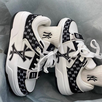Heightened thick bottom ins style niche letter design bread shoes male ulzzang hit color retro trend sports shoes