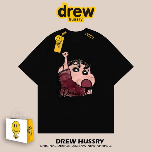 drew American trendy brand Crayon Shin-chan short-sleeved T-shirt men and women ins loose summer heavy cotton casual couple outfit
