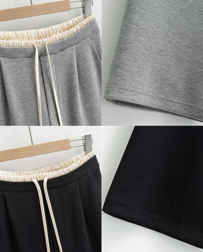 Contrast color splicing casual straight-leg sweatpants for women 2024 spring and autumn new high-waisted slimming versatile sports wide-leg floor-length pants