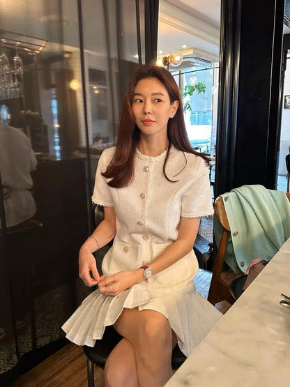 New Chinese style small fragrant dress for women summer 2023 new style waist slimming high-end elegant lady skirt (S9886)