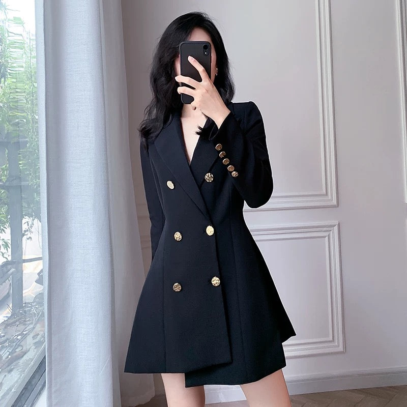 2023 Early Autumn Waist Slimming Fashion Suit Dress Women's Hepburn Style Design Niche Temperament Dress