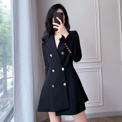 2023 Early Autumn Waist Slimming Fashion Suit Dress Women's Hepburn Style Design Niche Temperament Dress