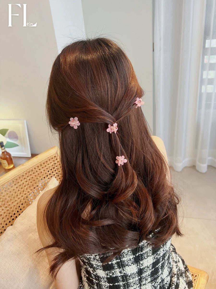 Flower and pearl braided hairpins, forehead bangs, broken hairpins, side clips, small clips, hair accessories, small women's autumn and winter
