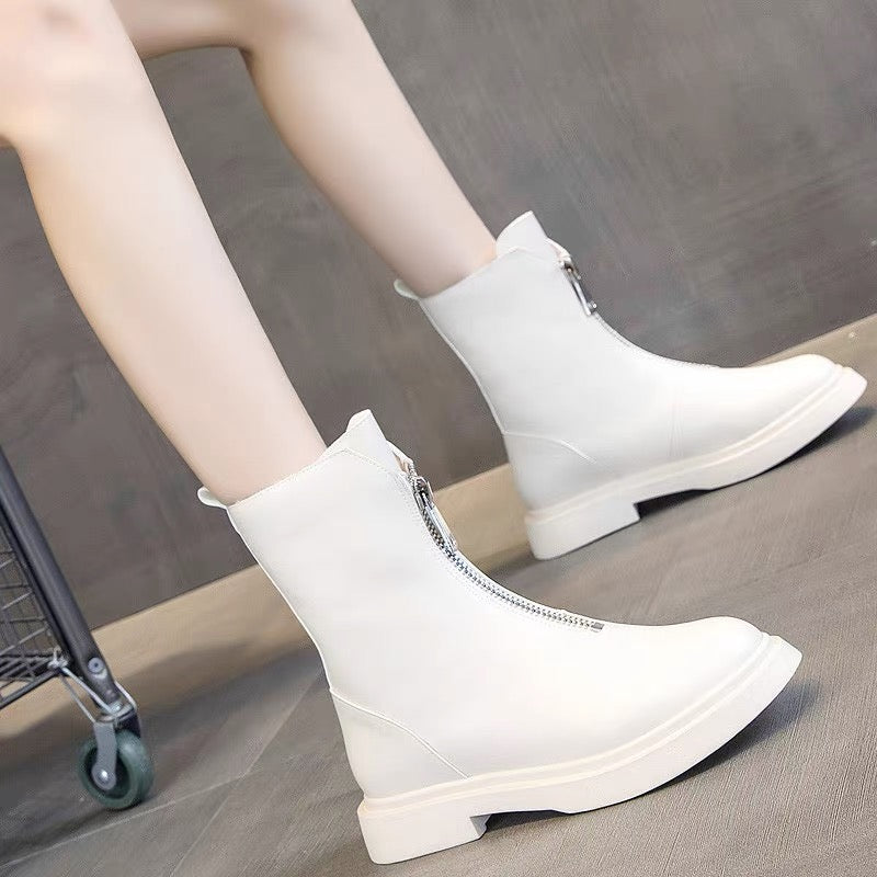 2023 New Guidi Ghost Emperor Women's Boots French Short Boots Autumn and Winter Single Boots Front Zipper Off-White Martin Boots Trendy