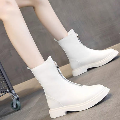 2023 New Guidi Ghost Emperor Women's Boots French Short Boots Autumn and Winter Single Boots Front Zipper Off-White Martin Boots Trendy