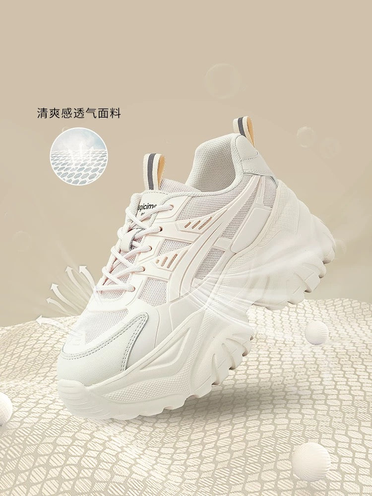 Thick-soled dad shoes for women 2025 new summer thin breathable mesh height-enhancing sports white casual versatile shoes