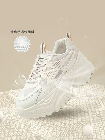 Thick-soled dad shoes for women 2025 new summer thin breathable mesh height-enhancing sports white casual versatile shoes