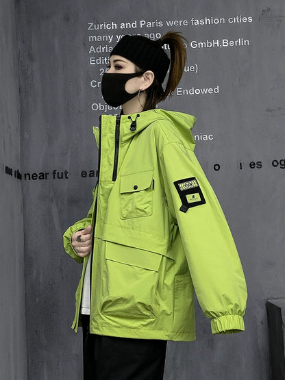 M's trendy brand green jacket for women spring new functional style work jacket loose cool style women's clothing