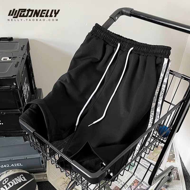 Summer cashew flower sports shorts men's trendy loose ins versatile couple thin outer wear casual mid-length pants