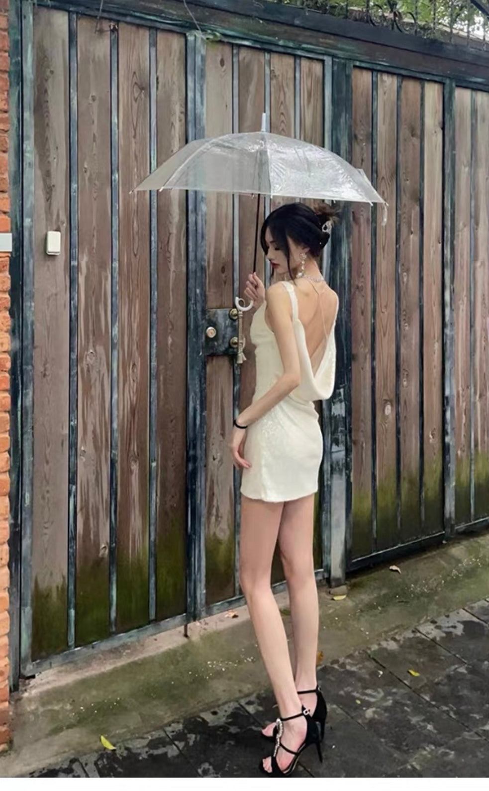 French birthday party dress skirt high-end light luxury niche celebrities sequins halter strap dress female summer