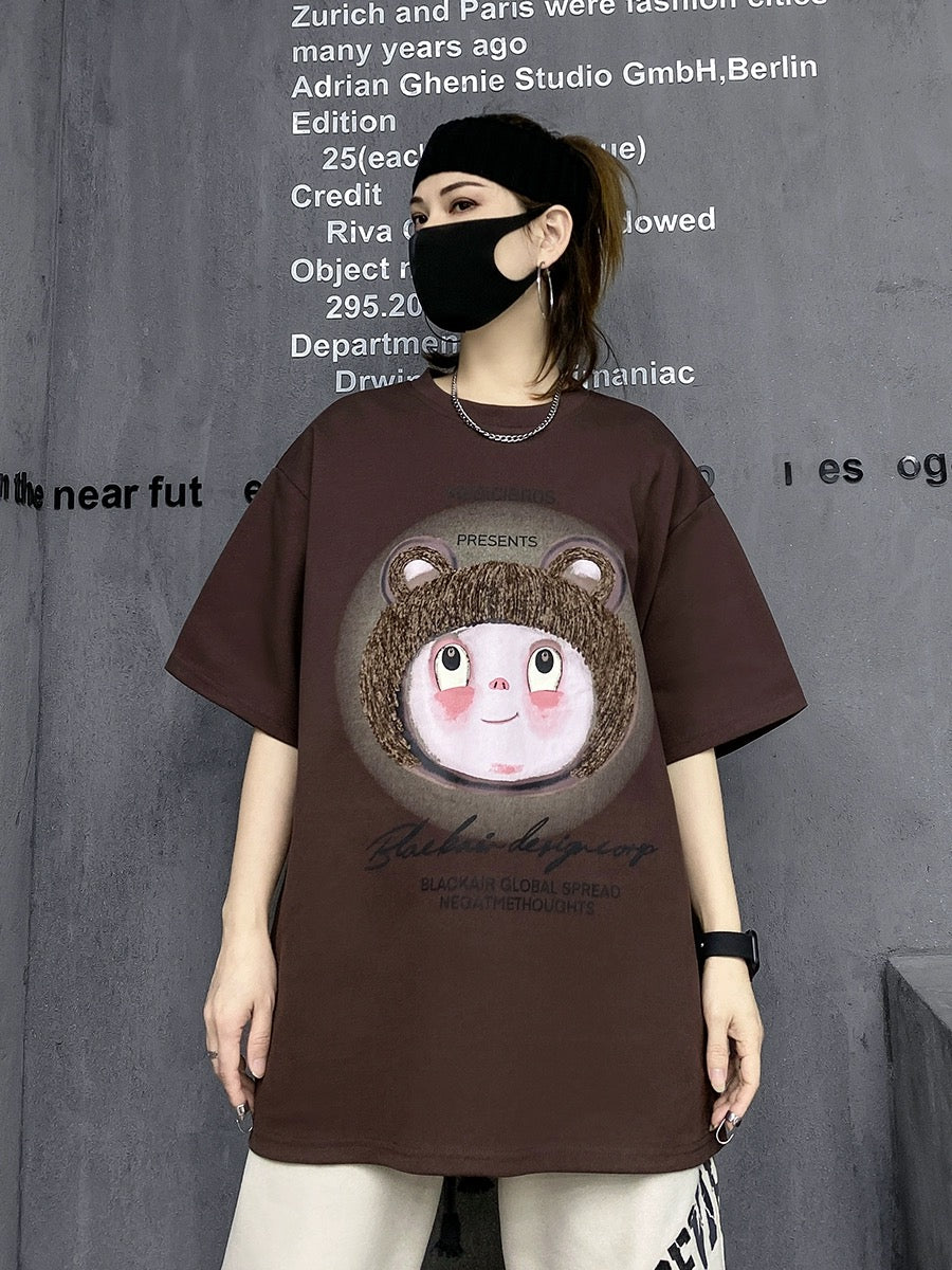 M's fashion brand European summer sports t-shirt women's design niche caring shirt short-sleeved loose round neck half-sleeved top