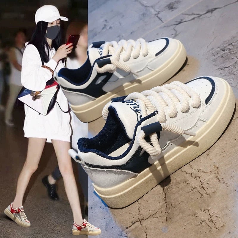 Small white shoes women's summer 2023 new spring and autumn skate shoes small crowd casual street shooting thick bottom slip on personalized women's shoes trend