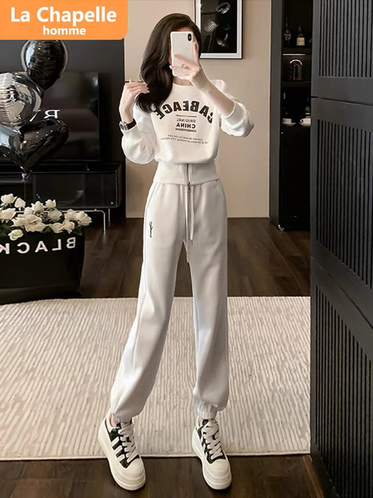 La Chapelle Design Slit Printed Casual Sports Suit Women's Autumn 2023 New Small Two-piece Set