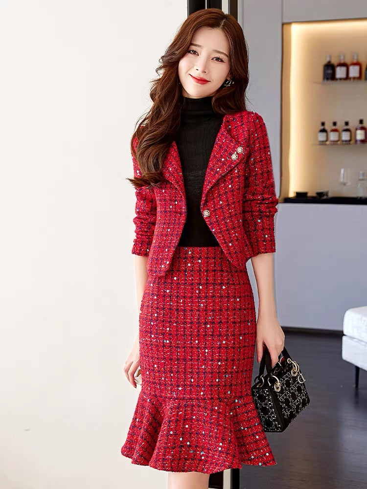 Xiaoxiangfeng two-piece suit dress for women Spring and Autumn 2023 new hot style lady Xi mother-in-law wedding banquet dress (S0416)