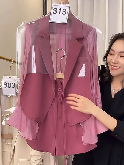 Summer suit shorts suit for women 2023 new high-end small fragrance casual thin sun protection suit two-piece set