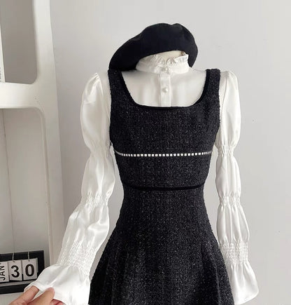 Duolaimei 2023 autumn and winter new retro Hepburn style waist dress