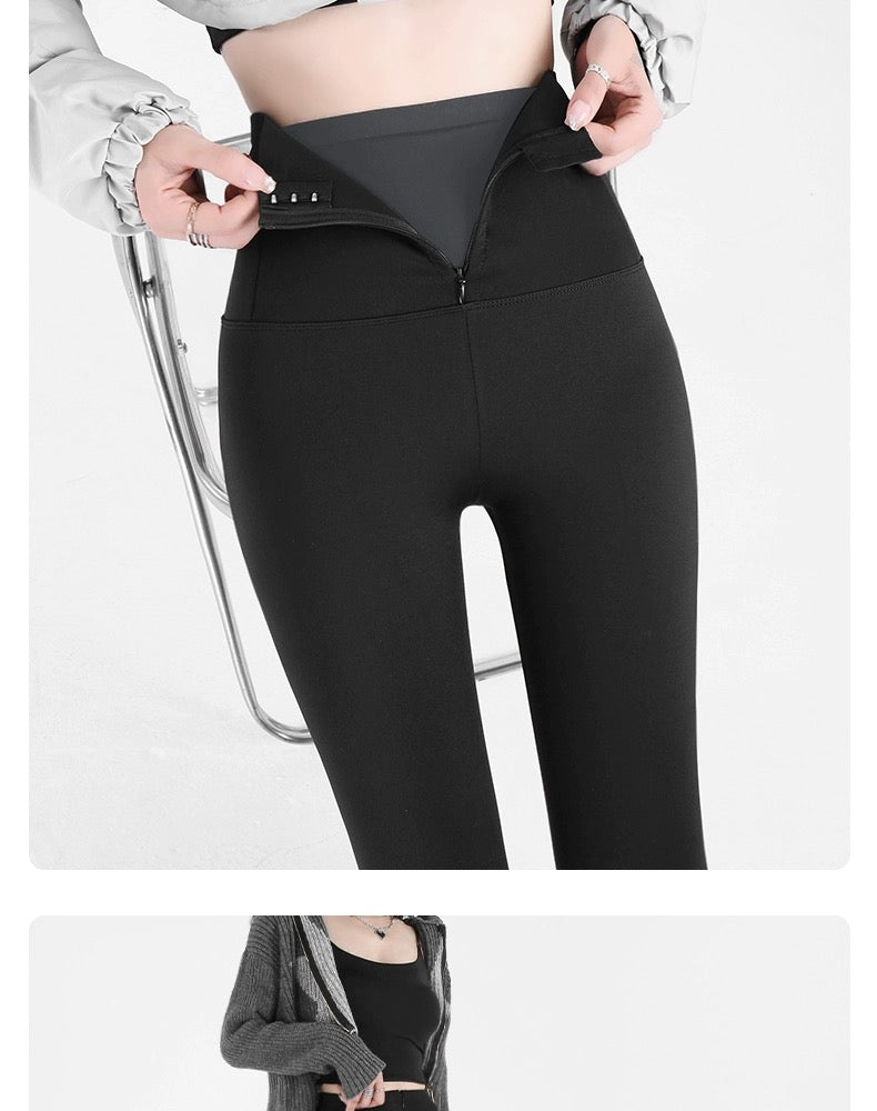 Shark pants women's outer wear autumn and winter velvet thickened buttoned leggings high waist belly shaping tight yoga Barbie pants (S632)