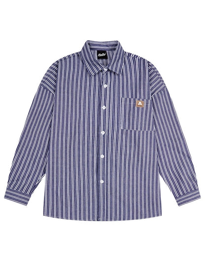 Spring and autumn long-sleeved vertical striped shirt male ruffian handsome casual Hong Kong style high street teenager bf Korean version Japanese yuppie shirt