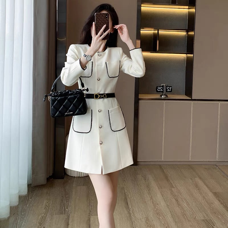 Autumn clothing for women 2023 new women's clothing high-end French dress for small people in autumn and winter with long-sleeved skirt