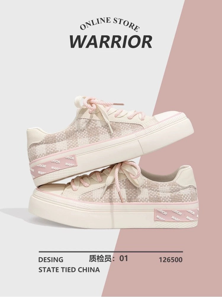 Pull back Sakura Pink Canvas Shoes Women's 2024 Spring New Versatile Casual White Women's Shoes Thick Sole Heightening Plate Shoes