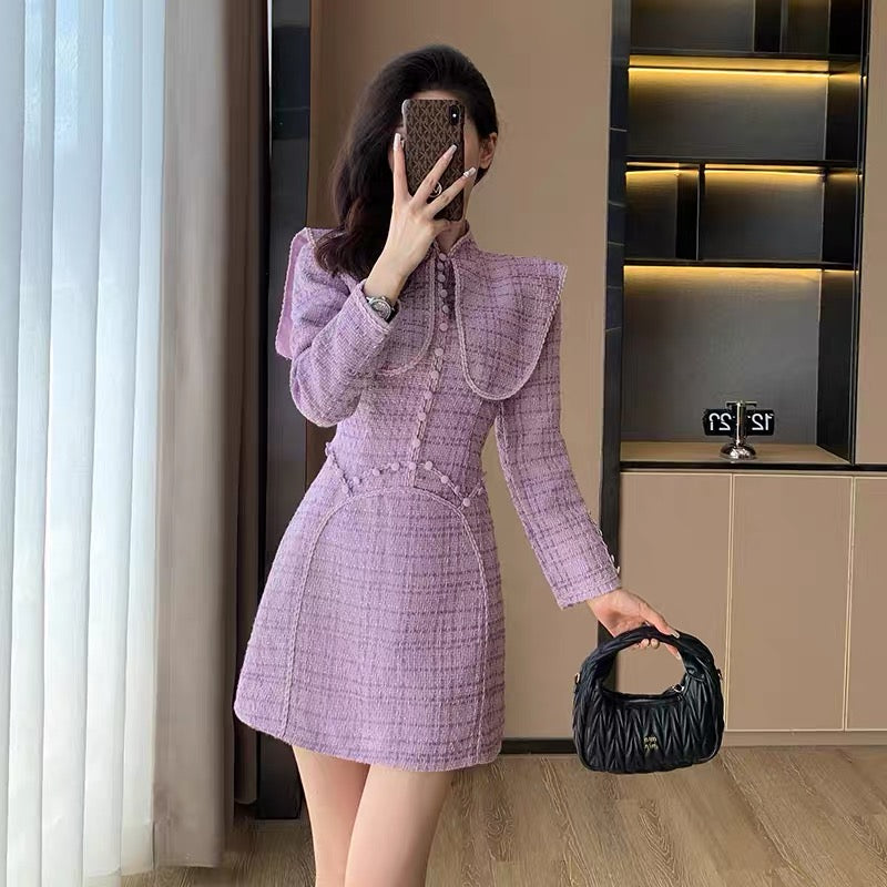Autumn 2023 new style French style banquet dress, temperament, long-sleeved, niche and beautiful skirt for small women