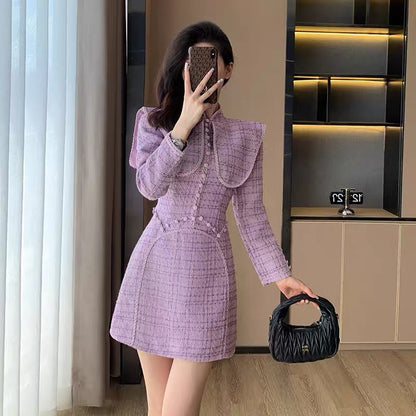 Autumn 2023 new style French style banquet dress, temperament, long-sleeved, niche and beautiful skirt for small women