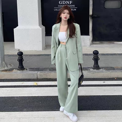 Yujie's light and mature style goddess style early autumn fashion suit suit is a fashionable street-style high-waisted wide-leg pants two-piece set