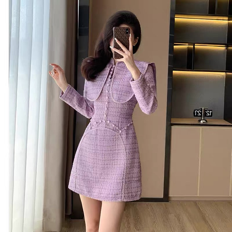 Autumn 2023 new style French style banquet dress, temperament, long-sleeved, niche and beautiful skirt for small women