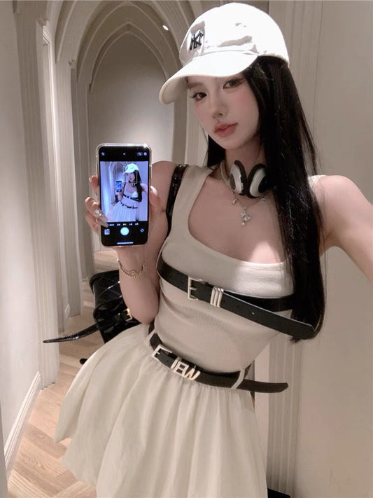 College style sling dress female summer small French bud tutu skirt pure desire pleated tube top vest skirt