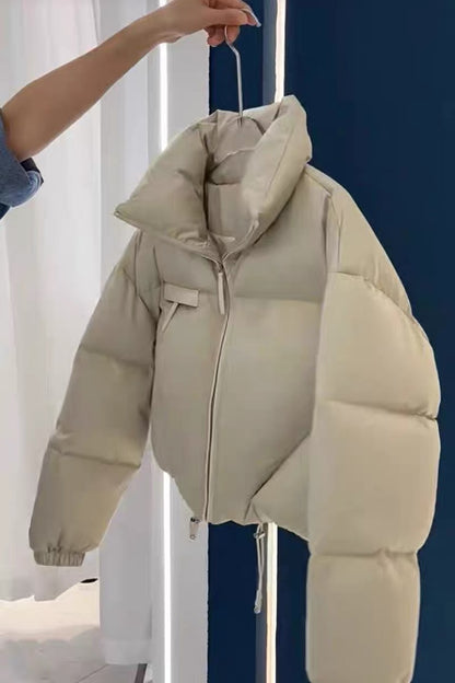 Down cotton-padded winter jacket for small women with light mature style 2022 short high-necked bread coat with stylish design