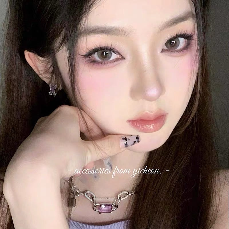 YIcheon out of control 2.0 Nanjing lock purple gemstone necklace female ins wind chain niche stacked clavicle chain C43