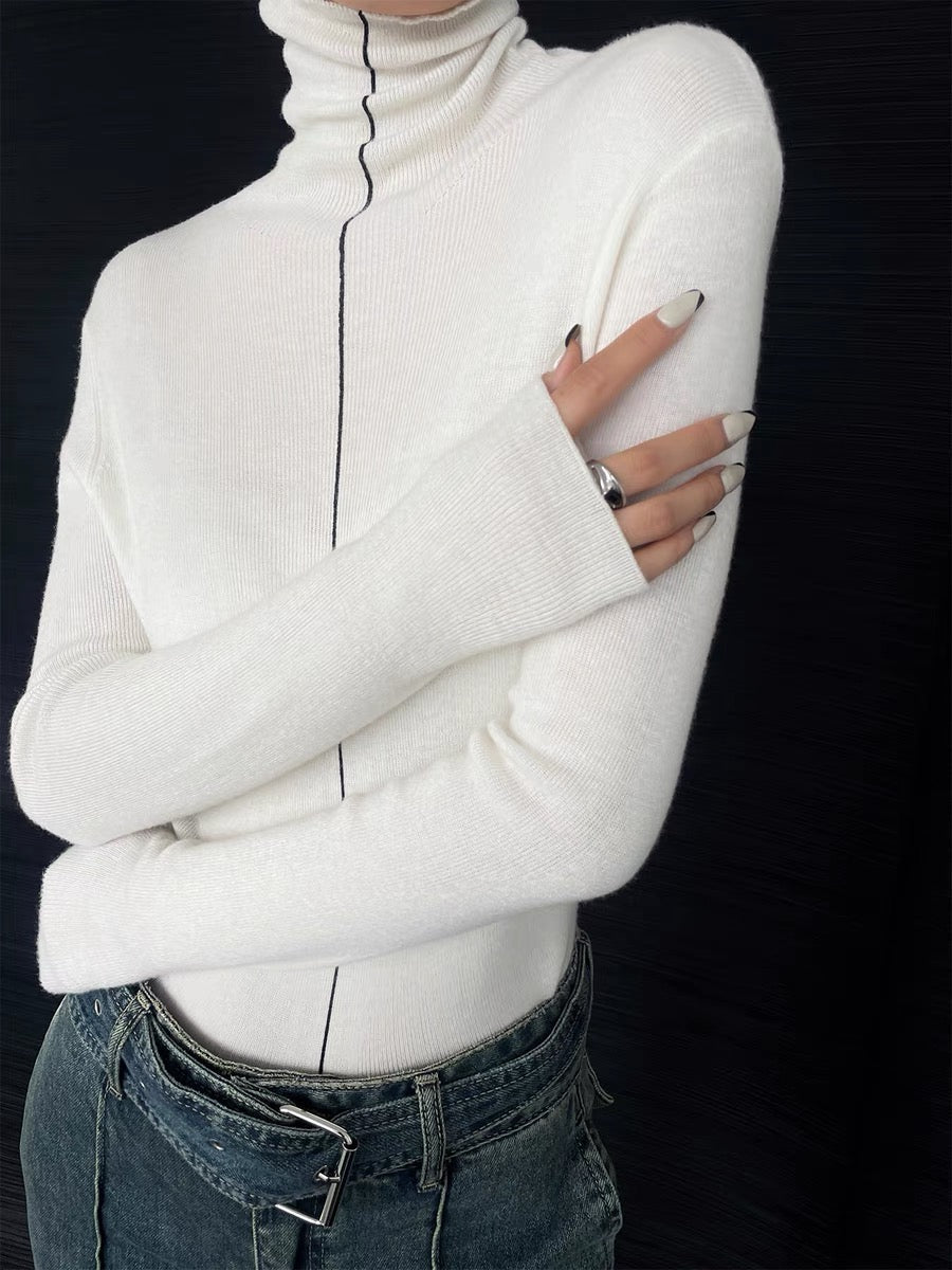 PAPERLLL Xinjian double-sided turtleneck wool bottoming shirt 2023 new women's autumn and winter thin inner top (D7810)