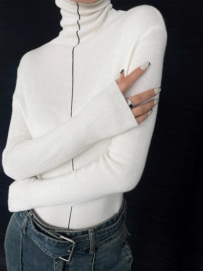 PAPERLLL Xinjian double-sided turtleneck wool bottoming shirt 2023 new women's autumn and winter thin inner top (D7810)