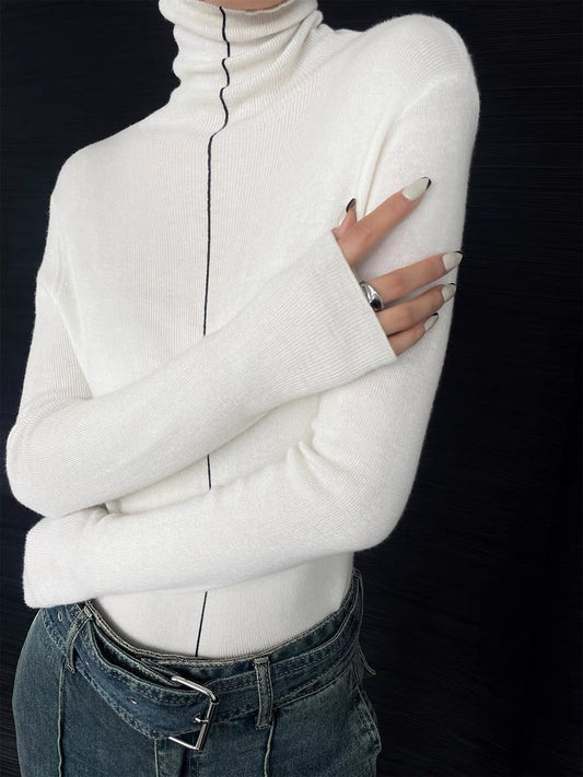PAPERLLL Xinjian double-sided turtleneck wool bottoming shirt 2023 new women's autumn and winter thin inner top (D7810)