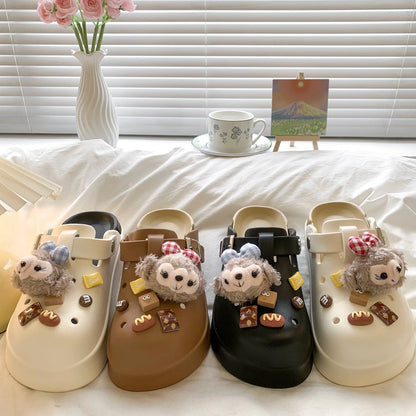 Cartoon cute Shirley May hole shoes for women 2025 spring and summer new style casual breathable non-slip thick bottom half-slip