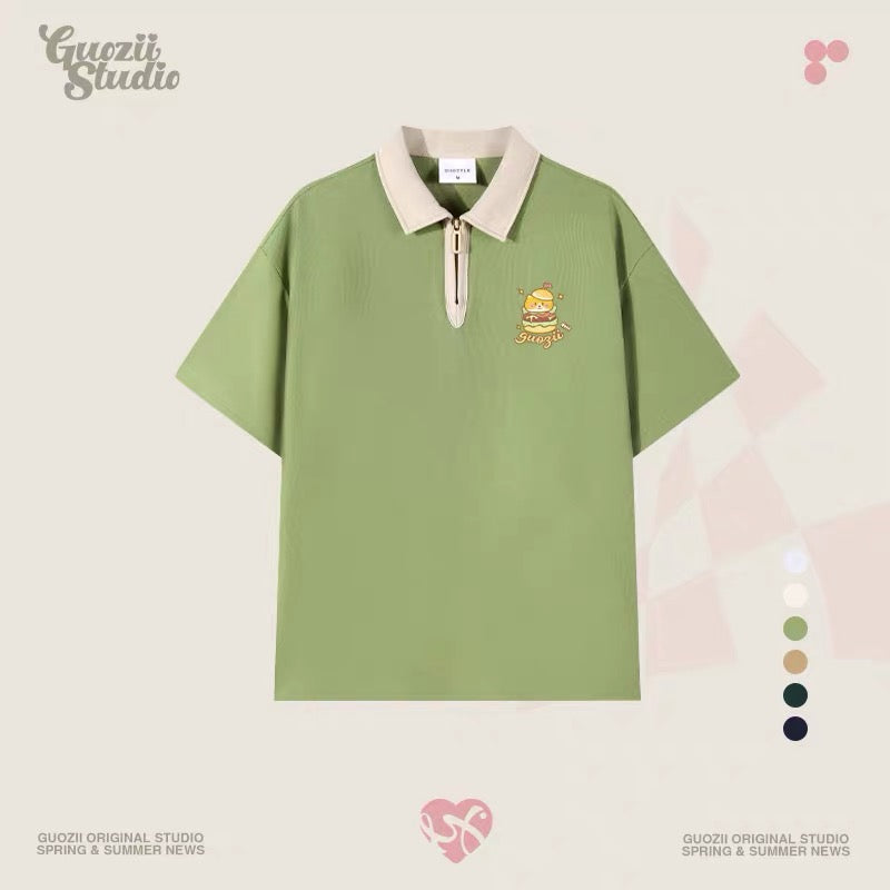 Guozii cute puppy raglan short-sleeved T-shirt female original design small oversize pure cotton top summer
