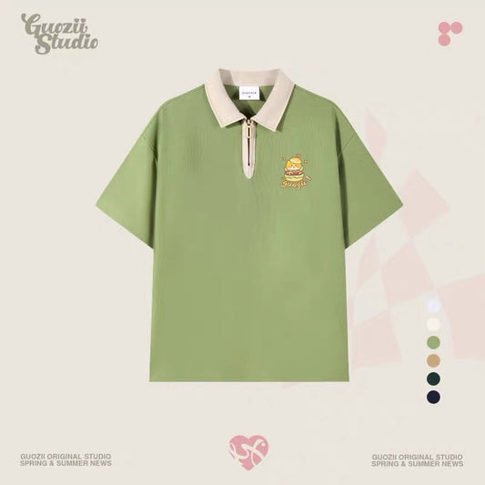 Guozii cute puppy raglan short-sleeved T-shirt female original design small oversize pure cotton top summer