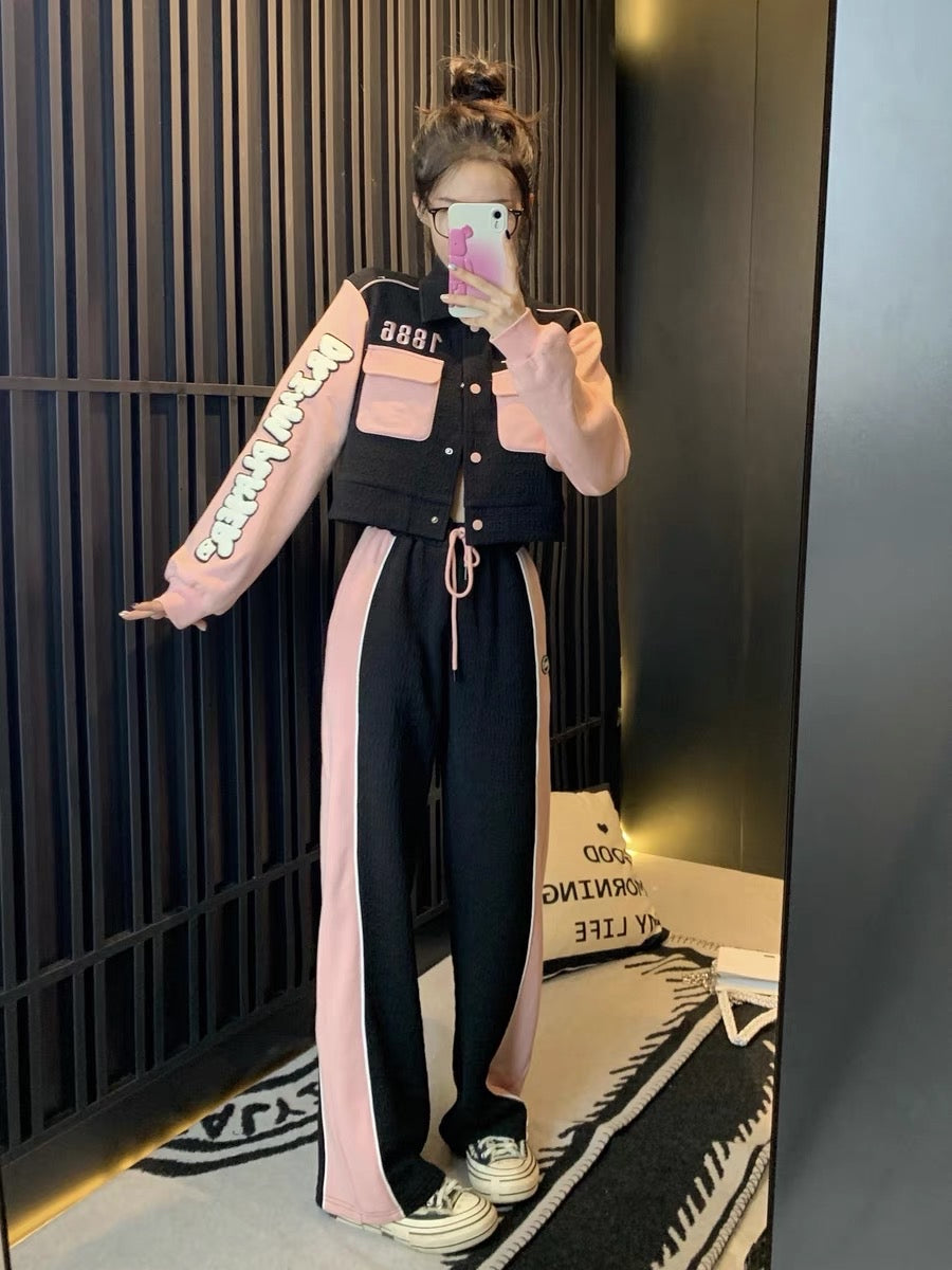MUEL Original ◆ Casual Fashion Suit Women's Spring Clothing 2023 New Design Western Style Age Reduction Sports Two-piece Set (S049)