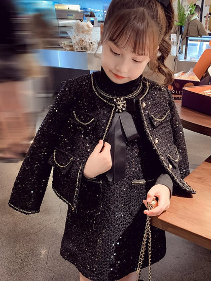 Girls' small fragrant style suit skirt autumn and winter 2023 new fashionable children's Internet celebrity suit skirt little girl fashionable two-piece set