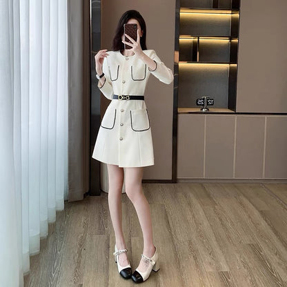 Autumn clothing for women 2023 new women's clothing high-end French dress for small people in autumn and winter with long-sleeved skirt
