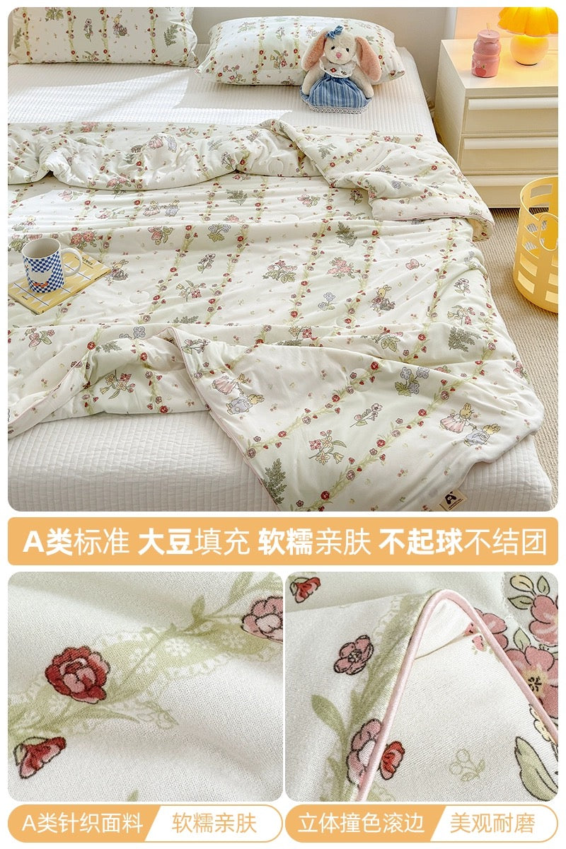 Class A soybean fiber knitted cotton summer cool quilt machine washable summer children's thin quilt spring and autumn summer air conditioning quilt