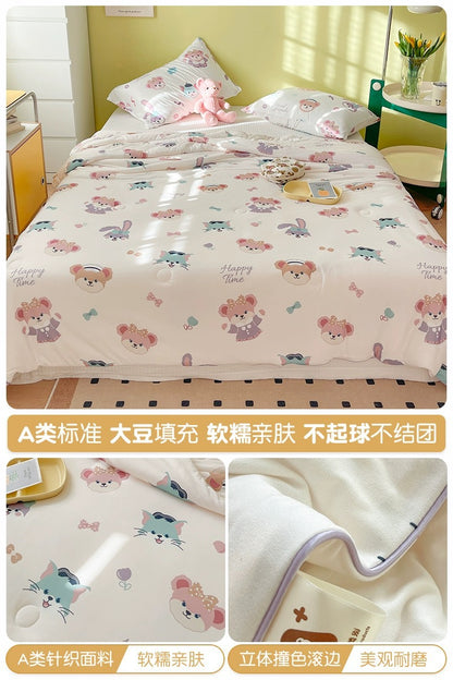Class A soybean fiber knitted cotton summer cool quilt machine washable summer children's thin quilt spring and autumn summer air conditioning quilt