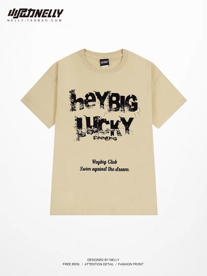 Summer 2023 new heavy cotton loose short-sleeved t-shirt men's trend American retro all-match half-sleeved ins top