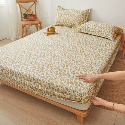 Bed sheet single piece washed cotton and linen bedspread 2023 new bed sheet Simmons mattress dustproof protective cover full package non-slip