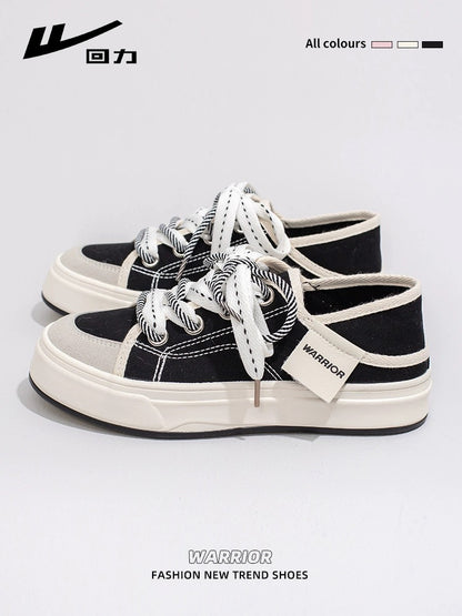 Pull back two-wear canvas shoes for women 2024 spring new one-legged lazy slippers sneakers casual white women's shoes