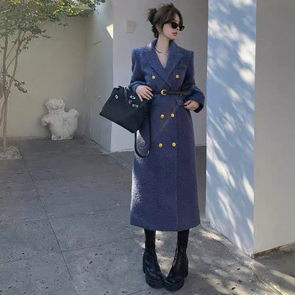 British style high-end goddess style Korean style woolen coat mid-length foreign style early spring and autumn 2023 new style (B9995)