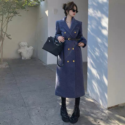 British style high-end goddess style Korean style woolen coat mid-length foreign style early spring and autumn 2023 new style (B9995)